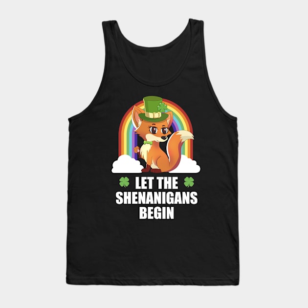 Fox Shenanigans Funny St Patricks Day Tank Top by TheBeardComic